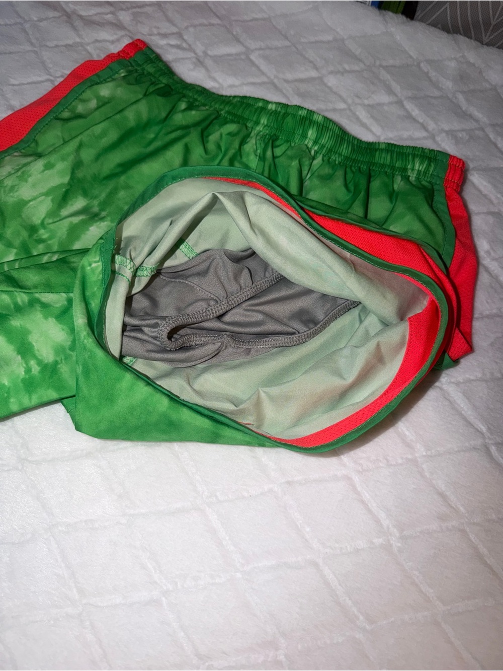 Nike Green and coral Athletic Running Shorts - Picture 3 of 8